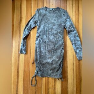 Cotton Citizen Long Sleeve Tie-Dye grey brown mini Dress